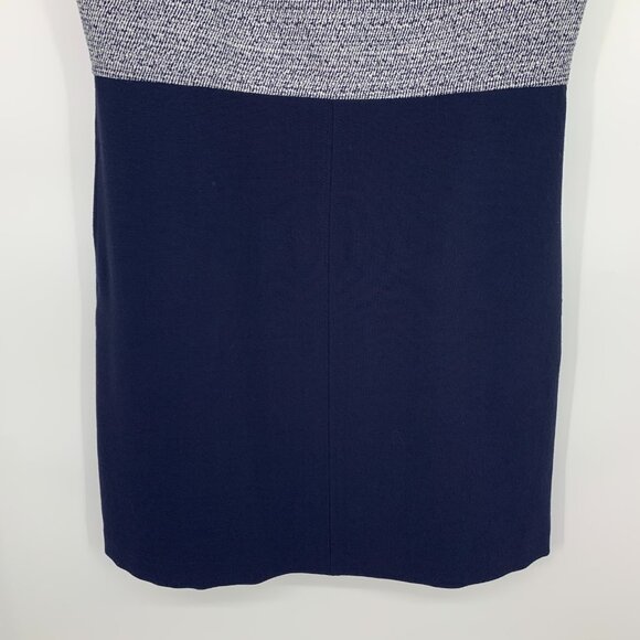 Ann Taylor Dress Blue Tweed A Line Flare Sleeveless Pockets - Picture 6 of 13
